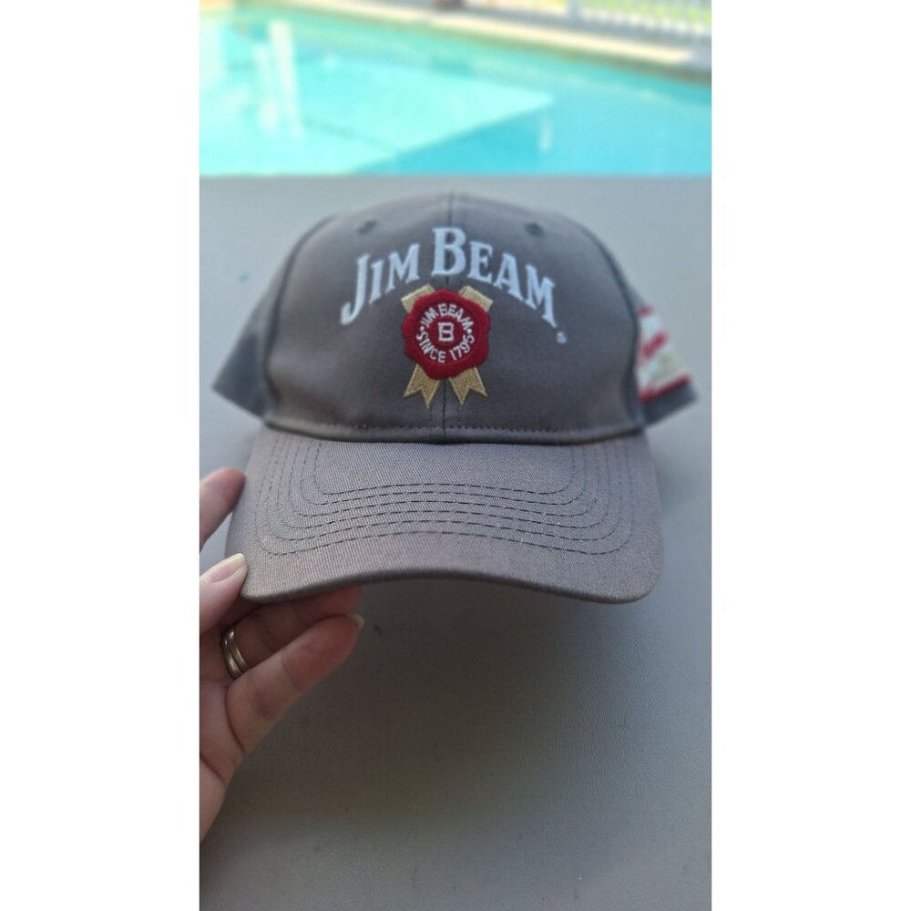 JIM BEAM GENUINE BEAM BOURBON SNAPBACK TRUCKER HAT GREY